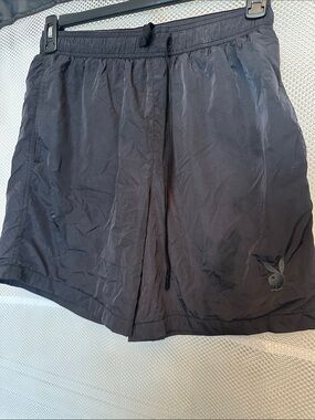 PLAYBOY Black Swim Trunks with Bunny Emblem